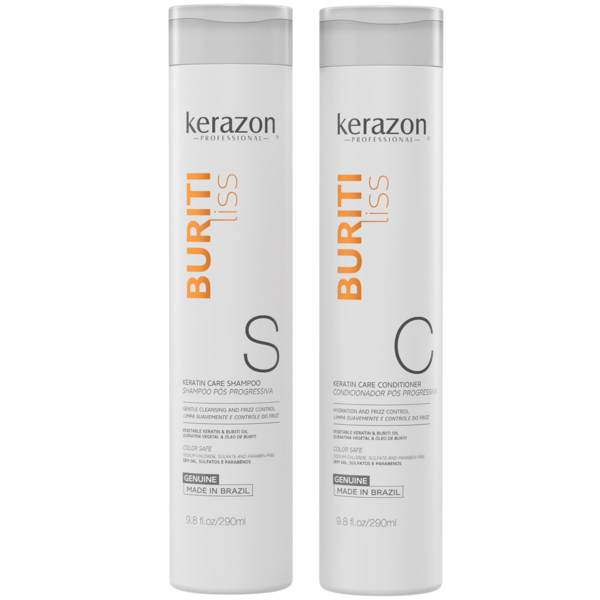 Kerazon Professional sulfate-free anti-frizz shampoo bottle for smoother color-treated hair.