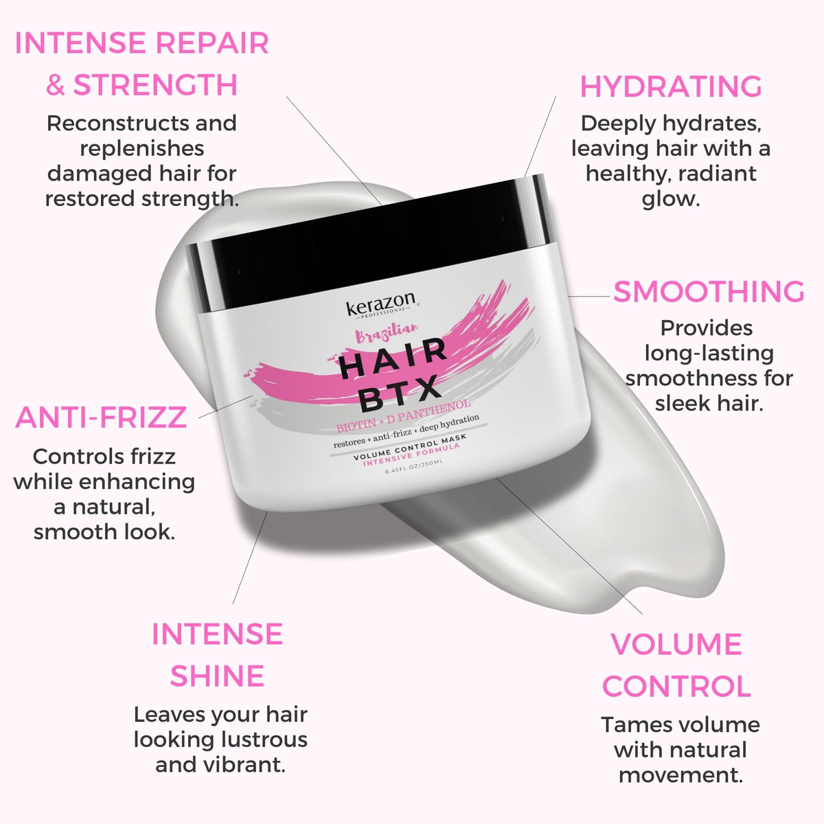Kerazon thermal-activated hair mask for damaged hair provides nourishment.