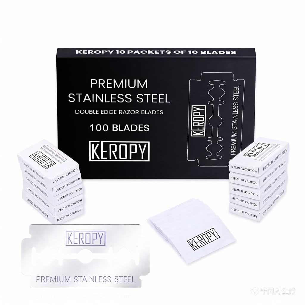 Keropy 100-pack safety razor blades with wax seal for safe storage