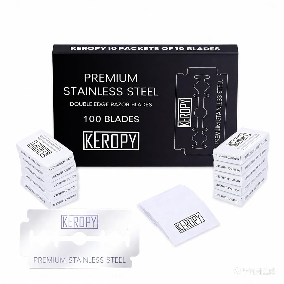 Keropy 100-pack safety razor blades with wax seal for safe storage