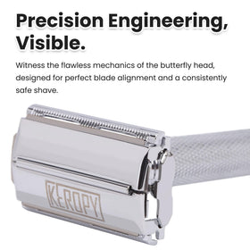 Keropy safety razor zinc-alloy construction ensures durability and long-lasting use.