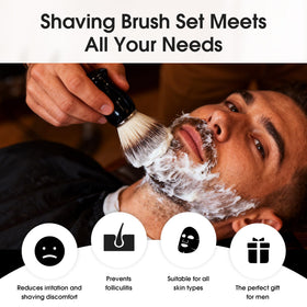 Keropy shaving brush stand with synthetic bristle brush, one-piece design.
