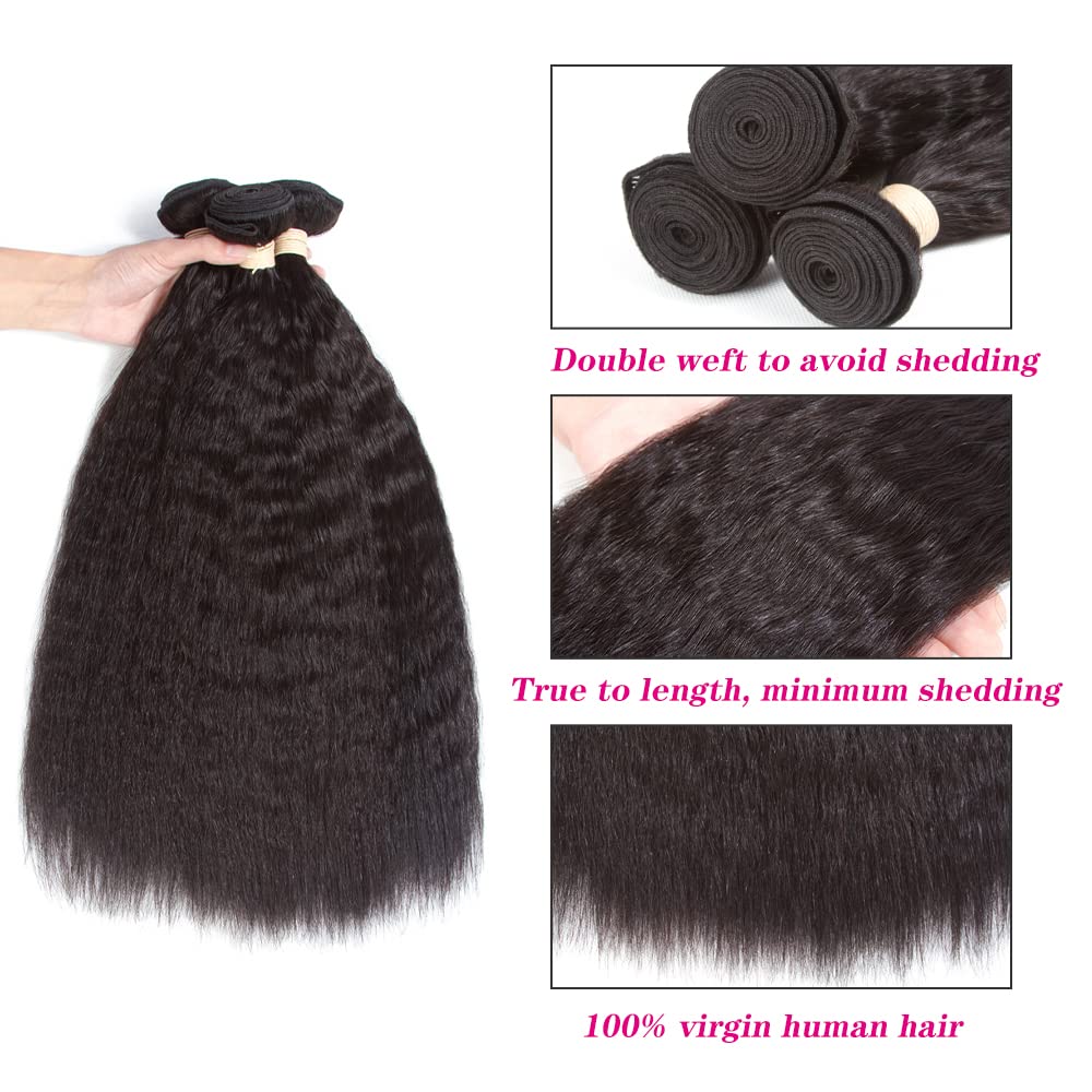 Kerriana kinky straight 24-inch bundles add length with a smooth finish.