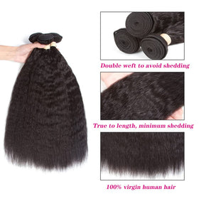 Kerriana kinky straight 24-inch bundles add length with a smooth finish.