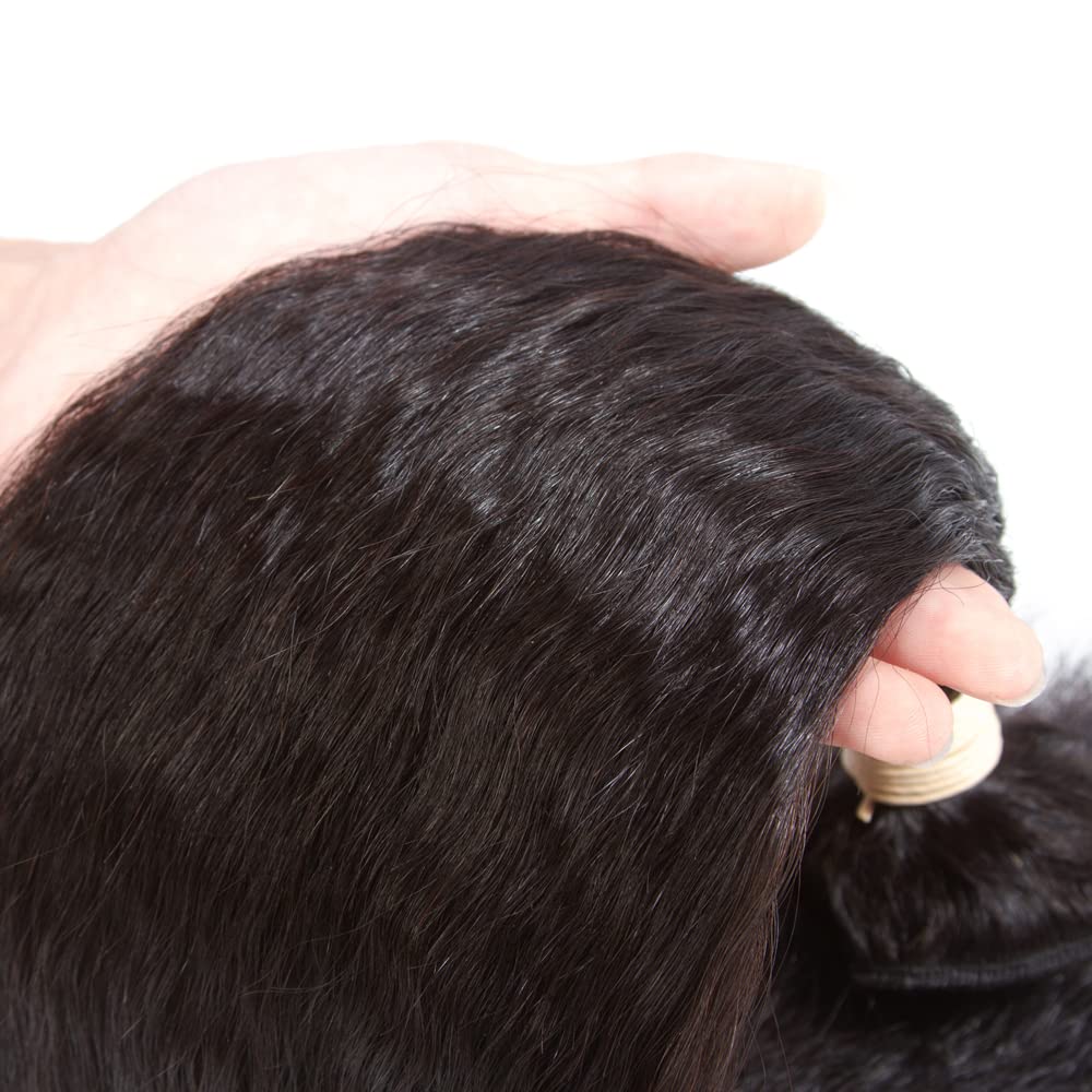 Kerriana kinky straight 26-inch soft shine bundles create a dramatic, seamless look.
