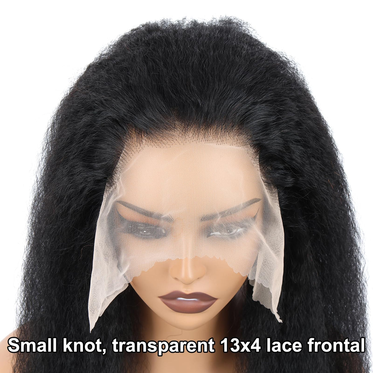Kerriana kinky straight natural black color highlights easy styling