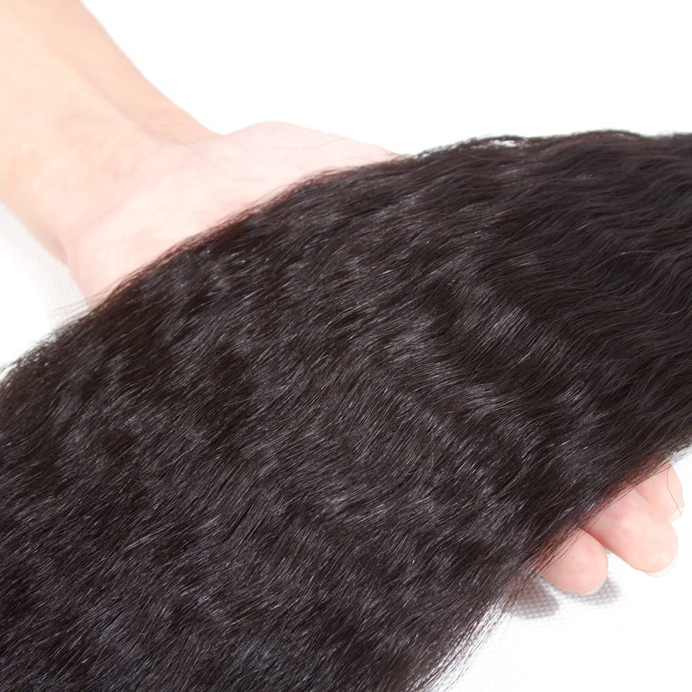 Kerriana soft shiny texture: yaki straight finish that blends with natural hair.