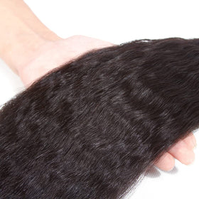 Kerriana soft shiny texture: yaki straight finish that blends with natural hair.