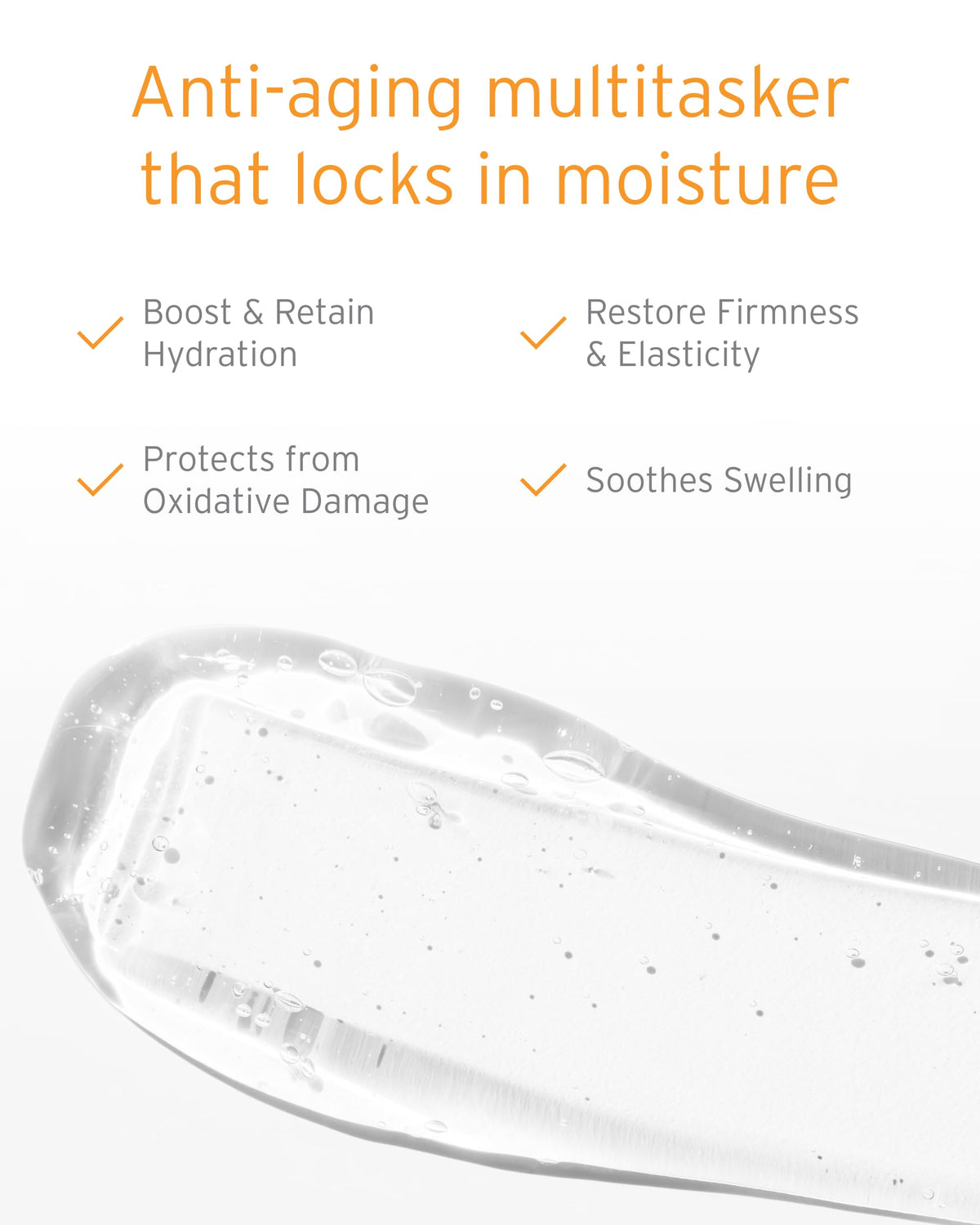 Texture swatch of Kerstin Florian Hyaluronic Acid Serum showing light, non-greasy glide.