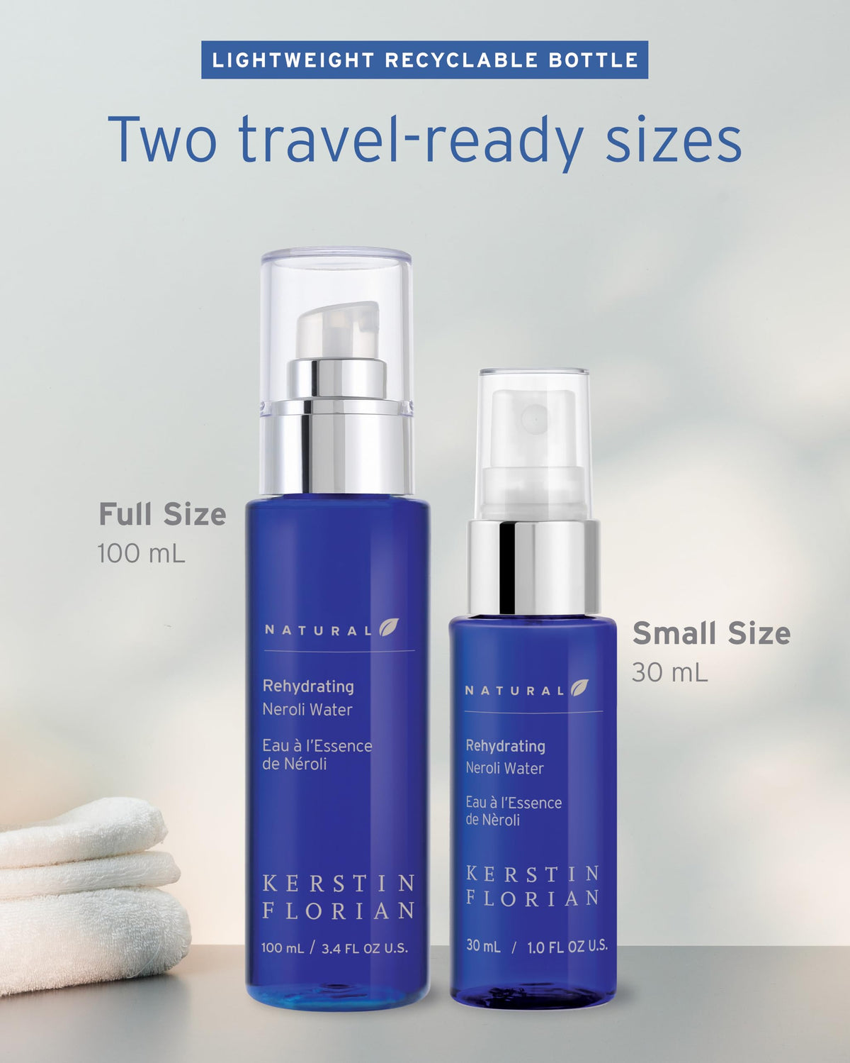 Kerstin Florian Neroli Water Face Mist bottle displayed after shower.
