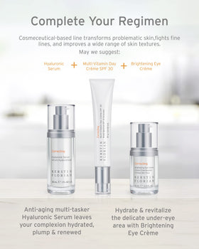 Applying Day Creme as part of morning routine with sunscreen protection.