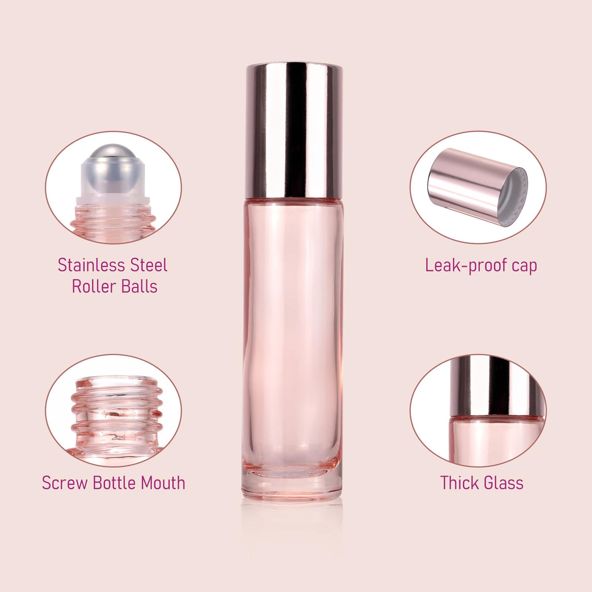 Kesell refill funnel included for mess-free, easy refilling of roller bottles.