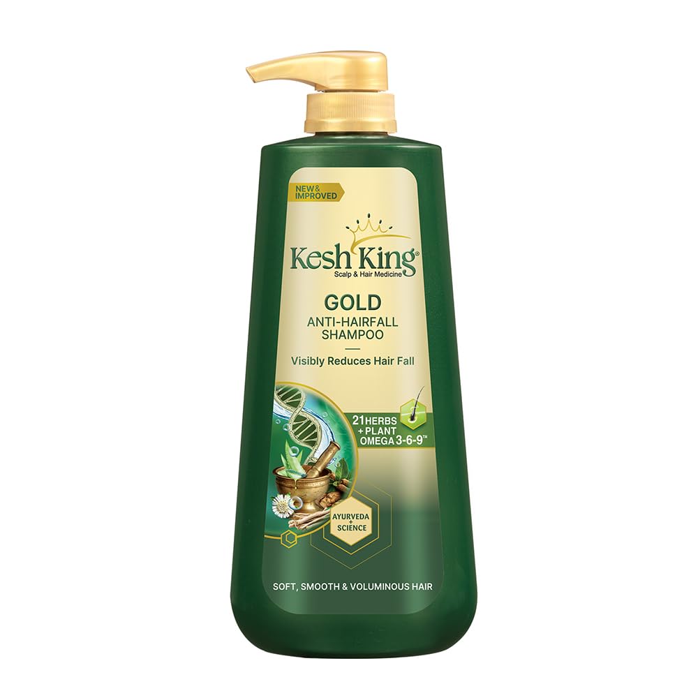 Kesh King anti-hairfall shampoo bottle showing herbal formulation for healthier hair