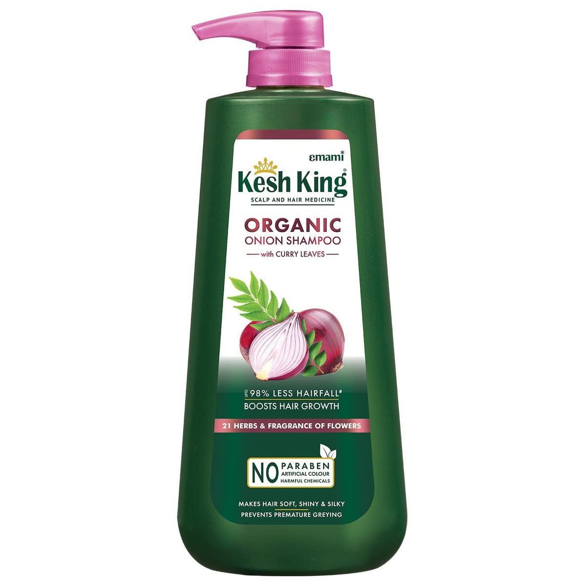 Kesh King Organic Onion Shampoo bottle for smooth, shiny hair.
