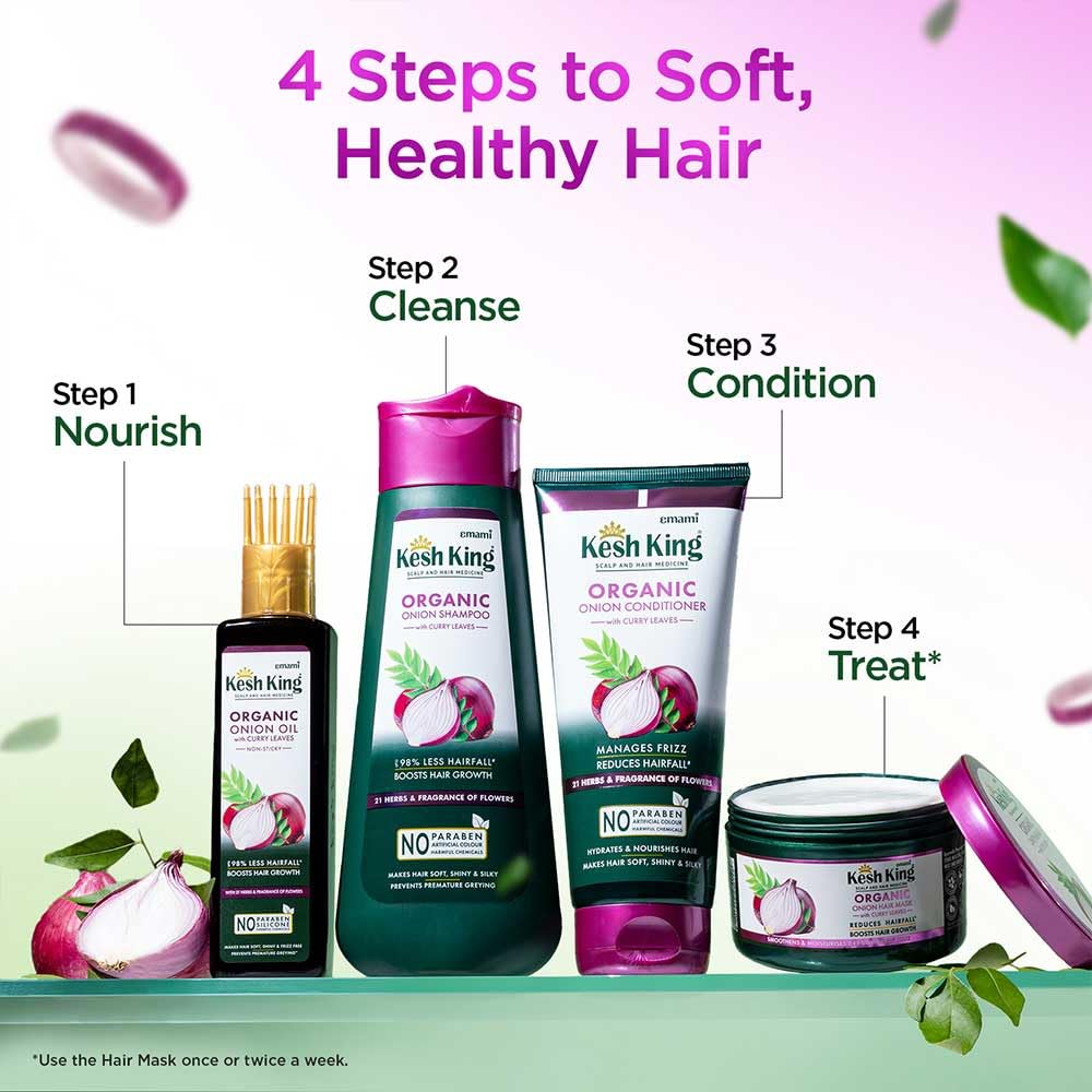Pouring Kesh King Organic Onion Shampoo into hand during shower.