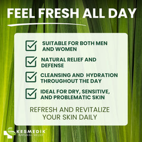 KESMEDIK Tea Tree Lemongrass Body Wash hydrating formula with hyaluronic acid for moisturized skin.