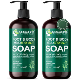 KESMEDIK Tea Tree Oil Soap bottle front view for a refreshing cleanse.
