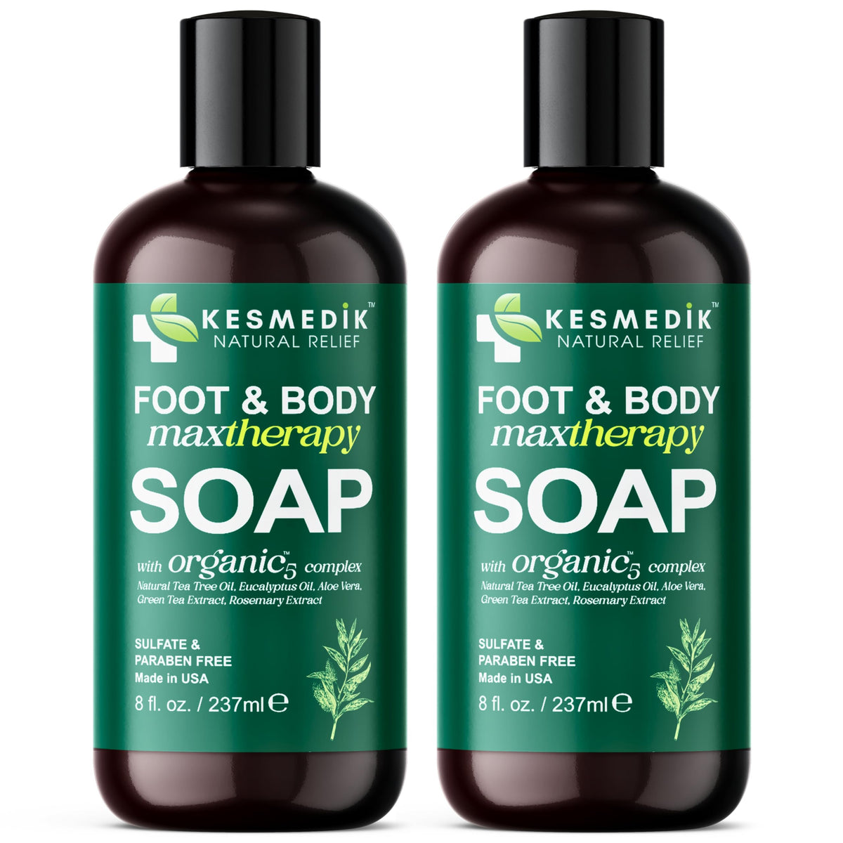 KESMEDIK Tea Tree Oil Soap packaging with paraben-free cruelty-free emphasis.