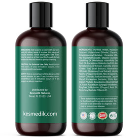KESMEDIK Tea Tree Oil Soap label highlighting USA-made organic ingredients.