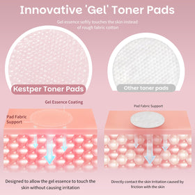 Kestper collagen gel toner pad applied on skin for quick hydration.