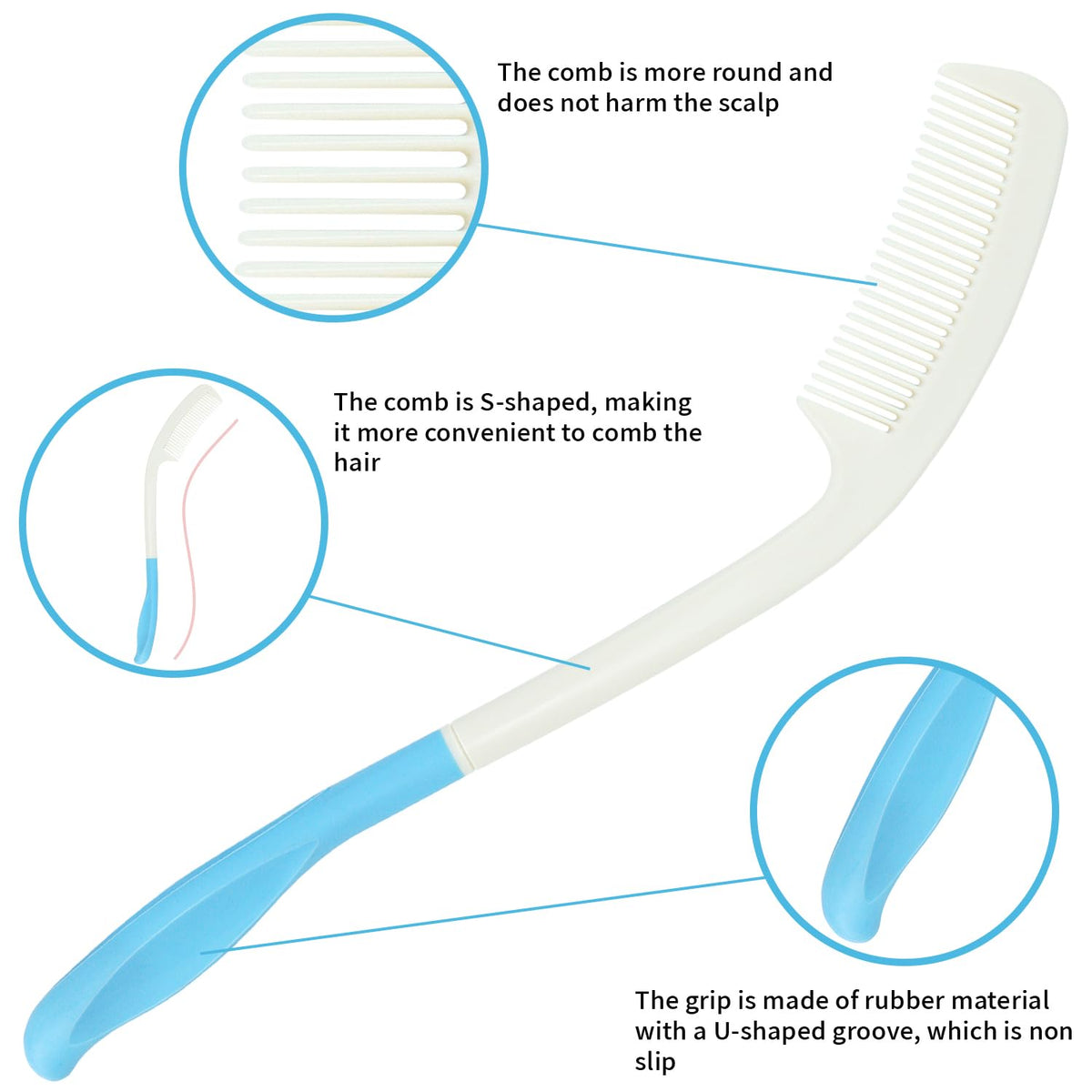 Kesywale non-slip rubber handle provides secure grip during grooming.