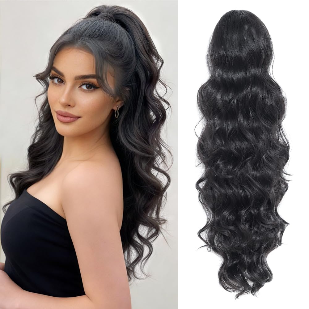 KETHBE ponytail extension with drawstring for secure daily wear and natural blend.