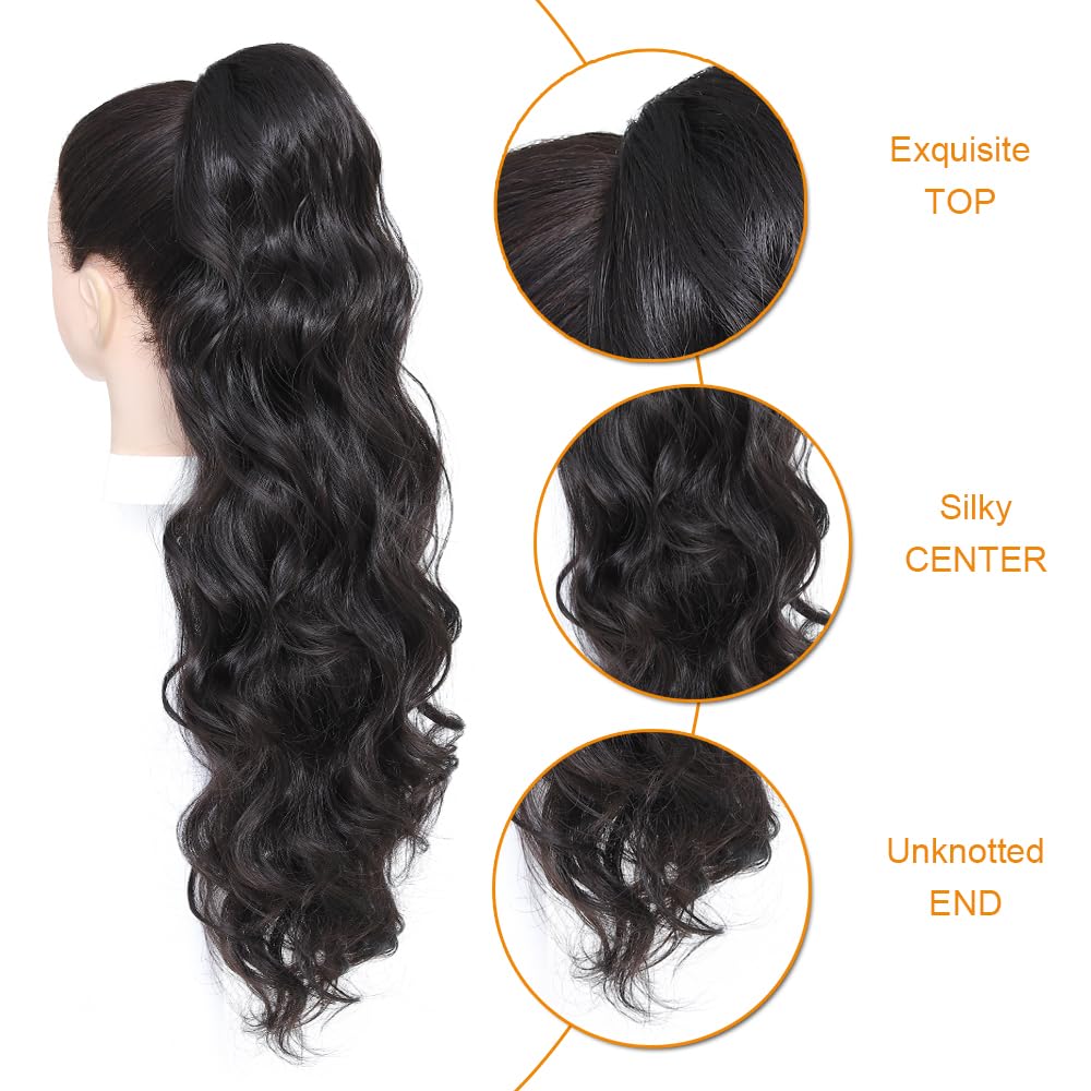 Body-wave texture of KETHBE Ponytail Extension for natural movement.