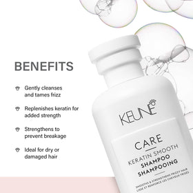 Keune Keratin Smoothing Shampoo closeup of keratin ingredient label