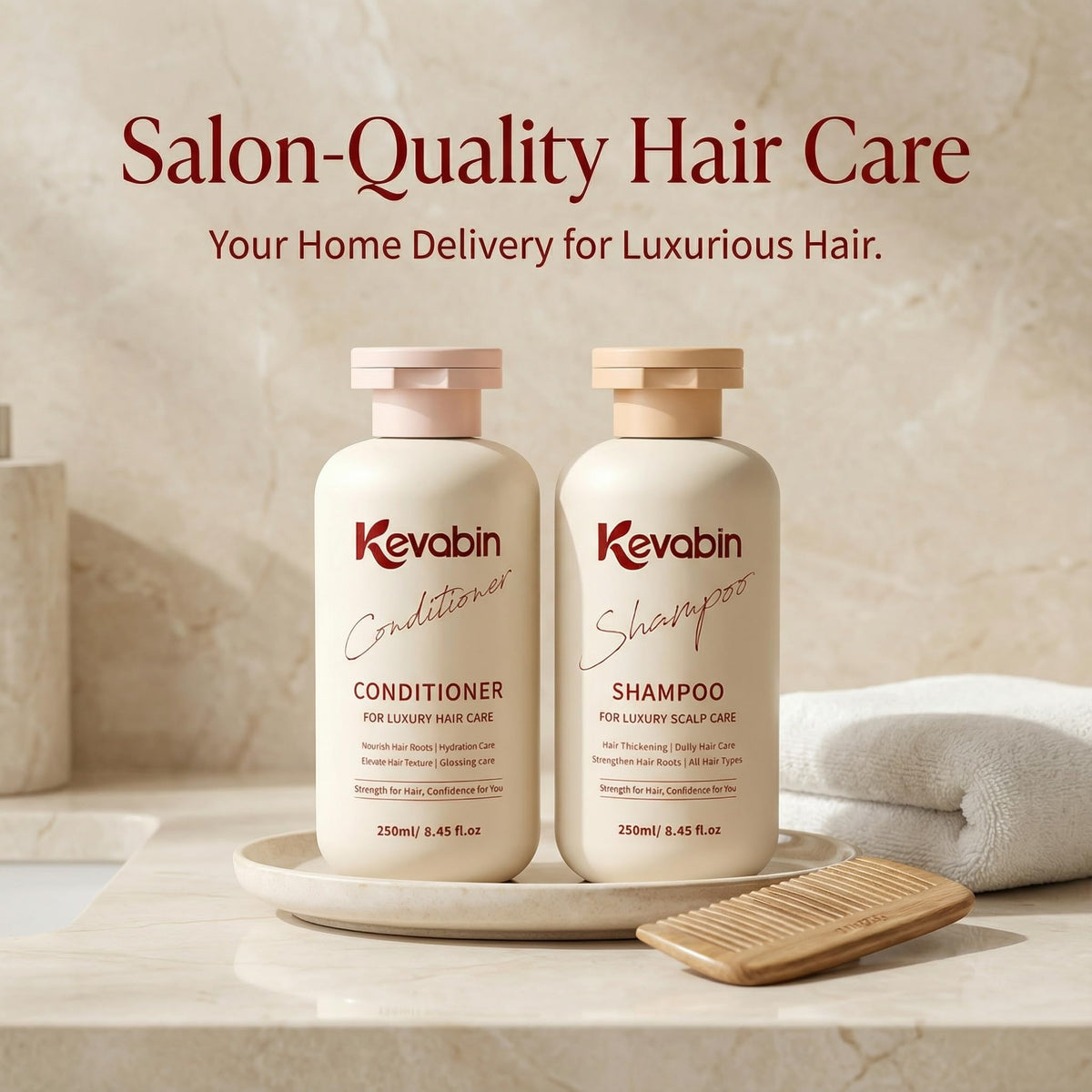 Kevabin Rosemary Conditioner tube dispense enables easy application for smoother hair