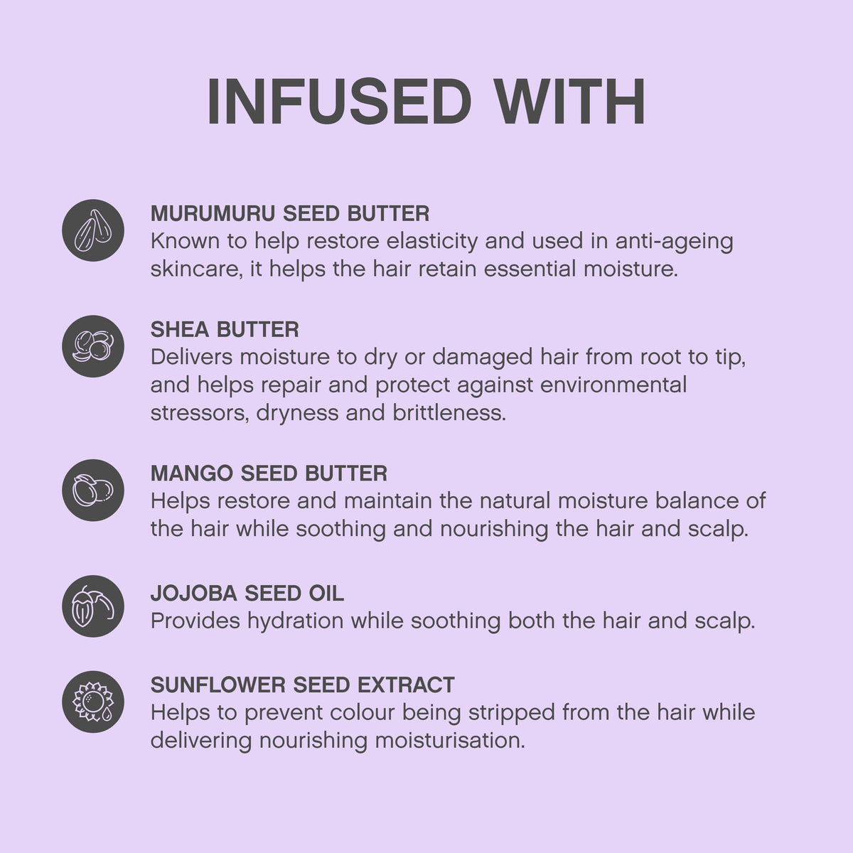 KEVIN.MURPHY Blonde.Angel.Wash ingredients panel emphasizing hydrating Murumuru and Mango Seed Butter.