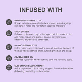 KEVIN.MURPHY Blonde.Angel.Wash ingredients panel emphasizing hydrating Murumuru and Mango Seed Butter.