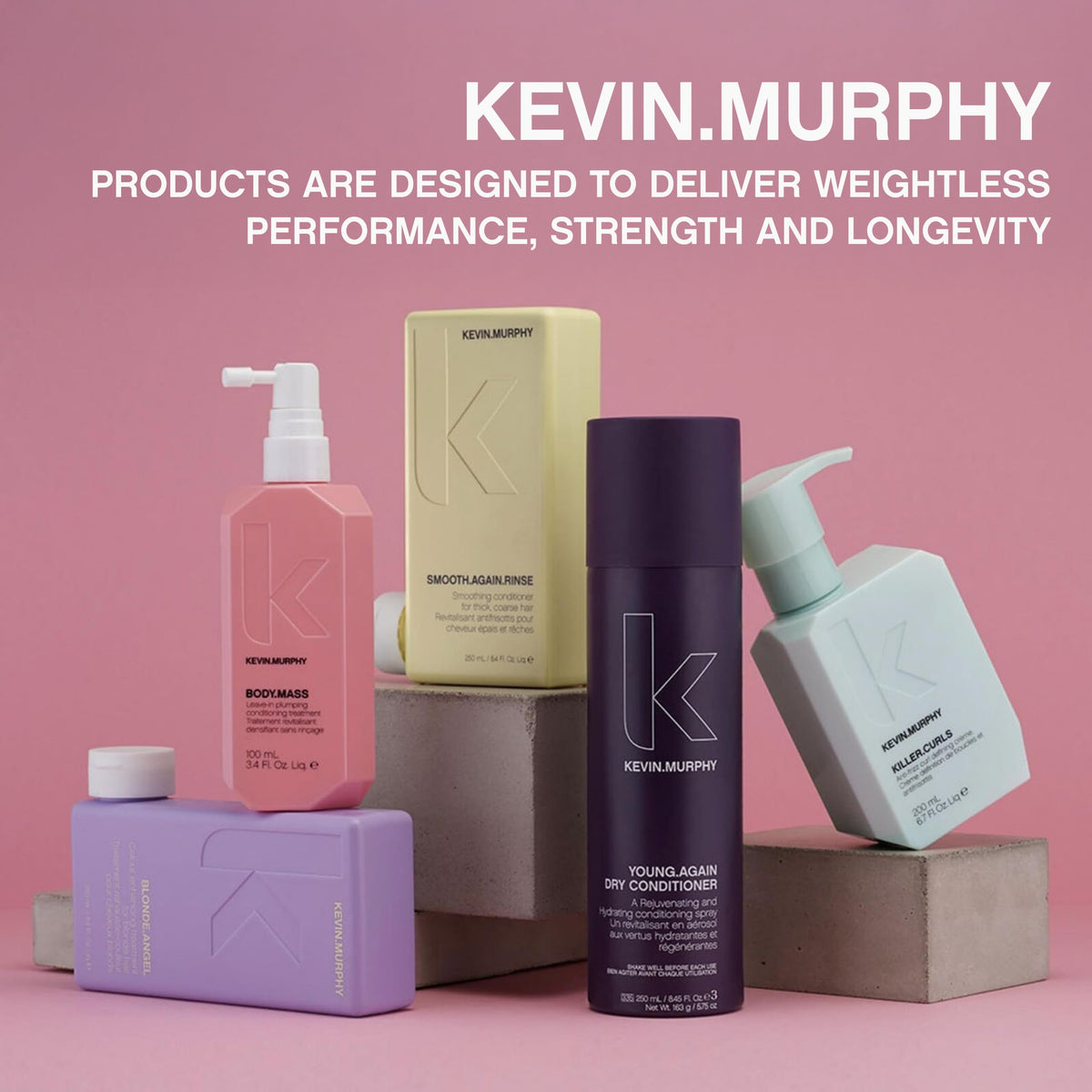 KEVIN.MURPHY BLOW.DRY RINSE application shot demonstrating heat-protection step.