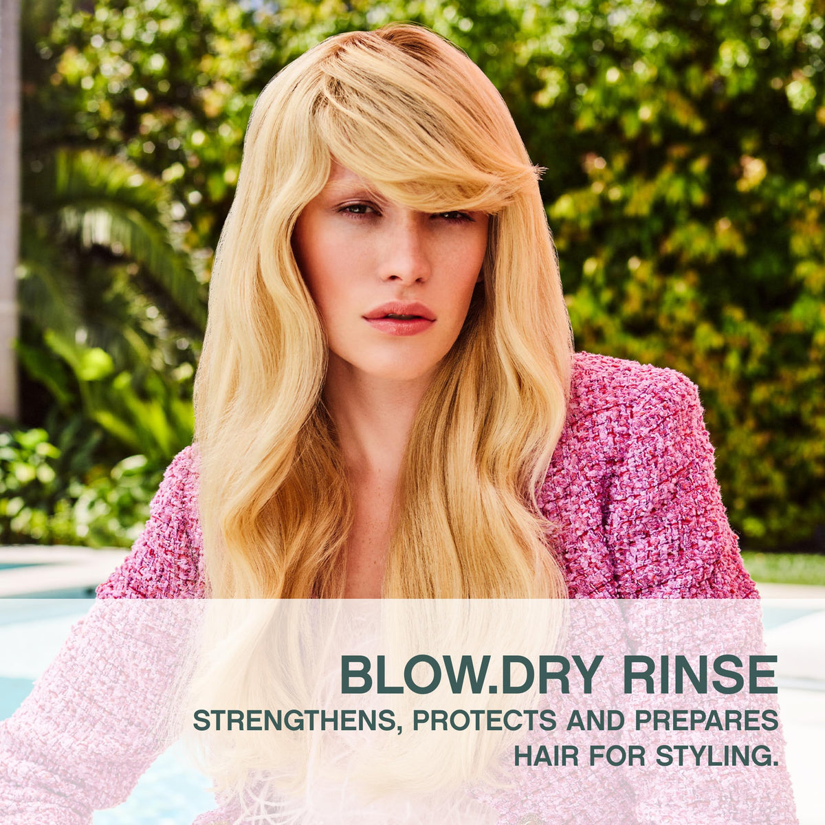 KEVIN.MURPHY BLOW.DRY RINSE pump shows hydrating formula for all hair types.