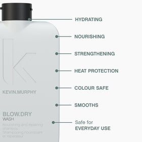 KEVIN.MURPHY BLOW.DRY WASH pouring from bottle showing smooth cleansing
