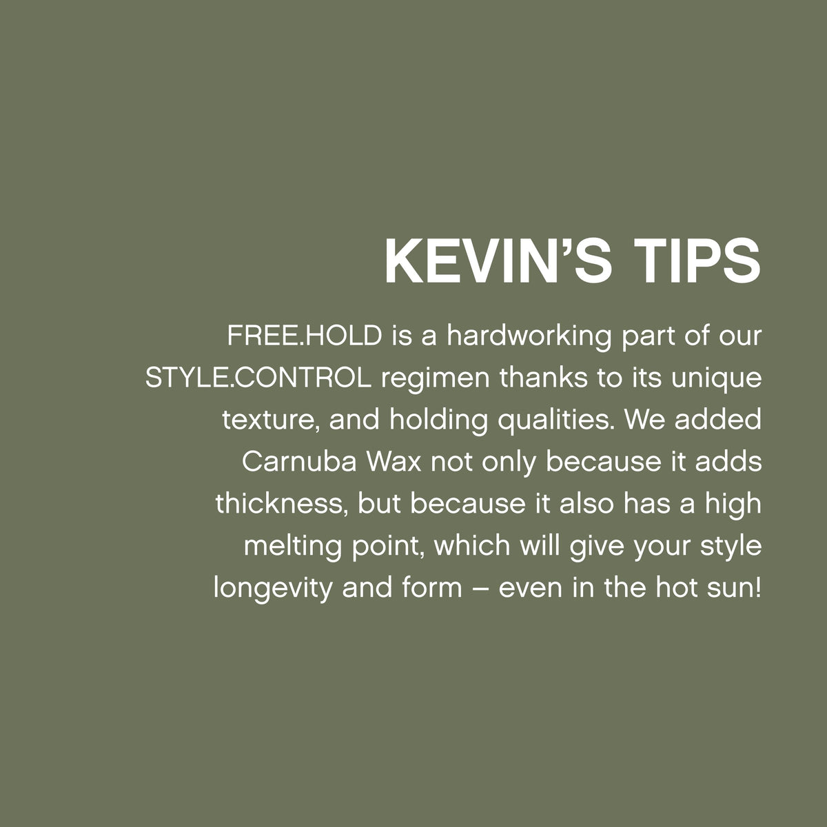 KEVIN.MURPHY FREE.HOLD paraben-free formula supports routine care.