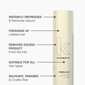 KEVIN.MURPHY FRESH.HAIR packaging highlights paraben-free and sulphate-free formula