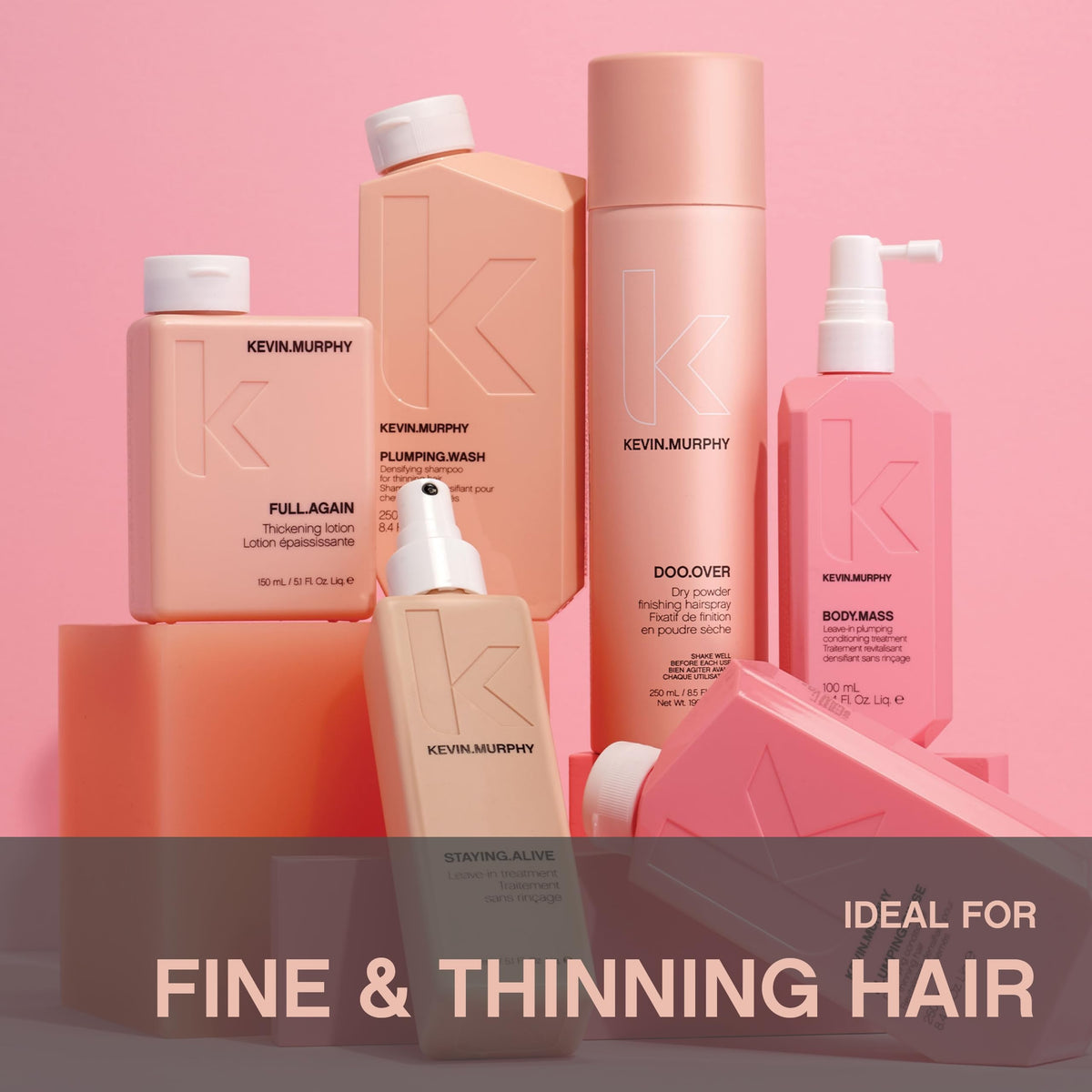 KEVIN.MURPHY Full Again packaging and branding on display.