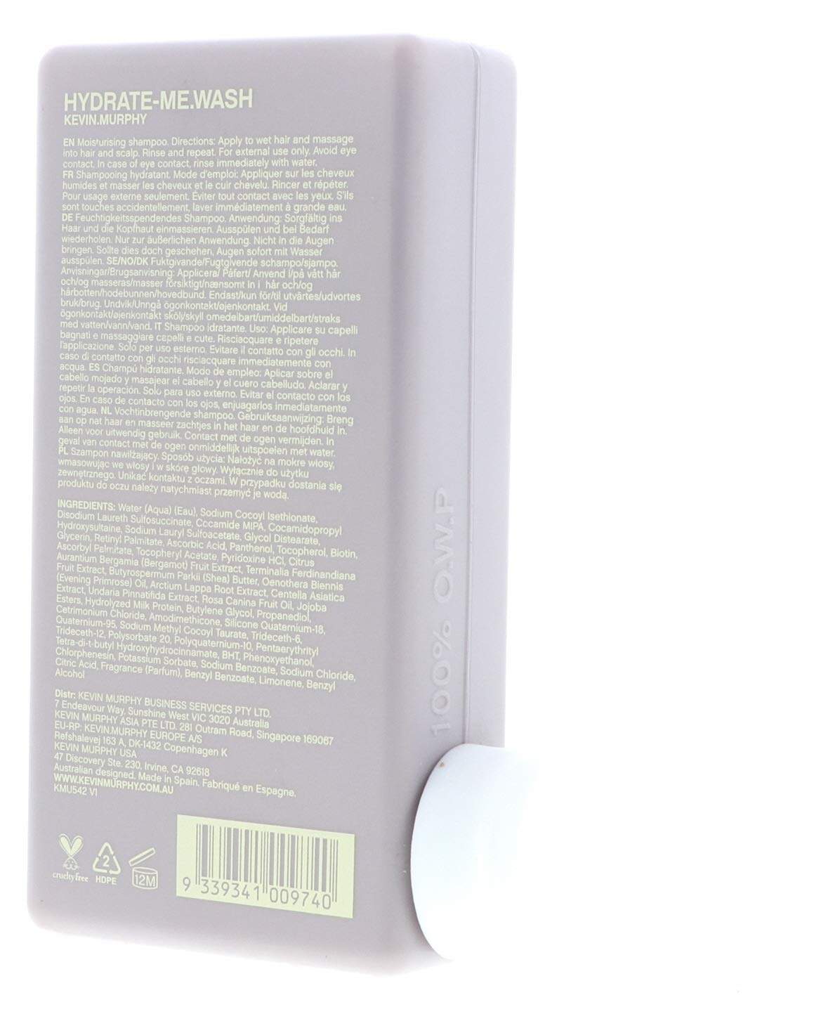 Studio lighting highlights KEVIN.MURPHY Hydrate Me packaging colors