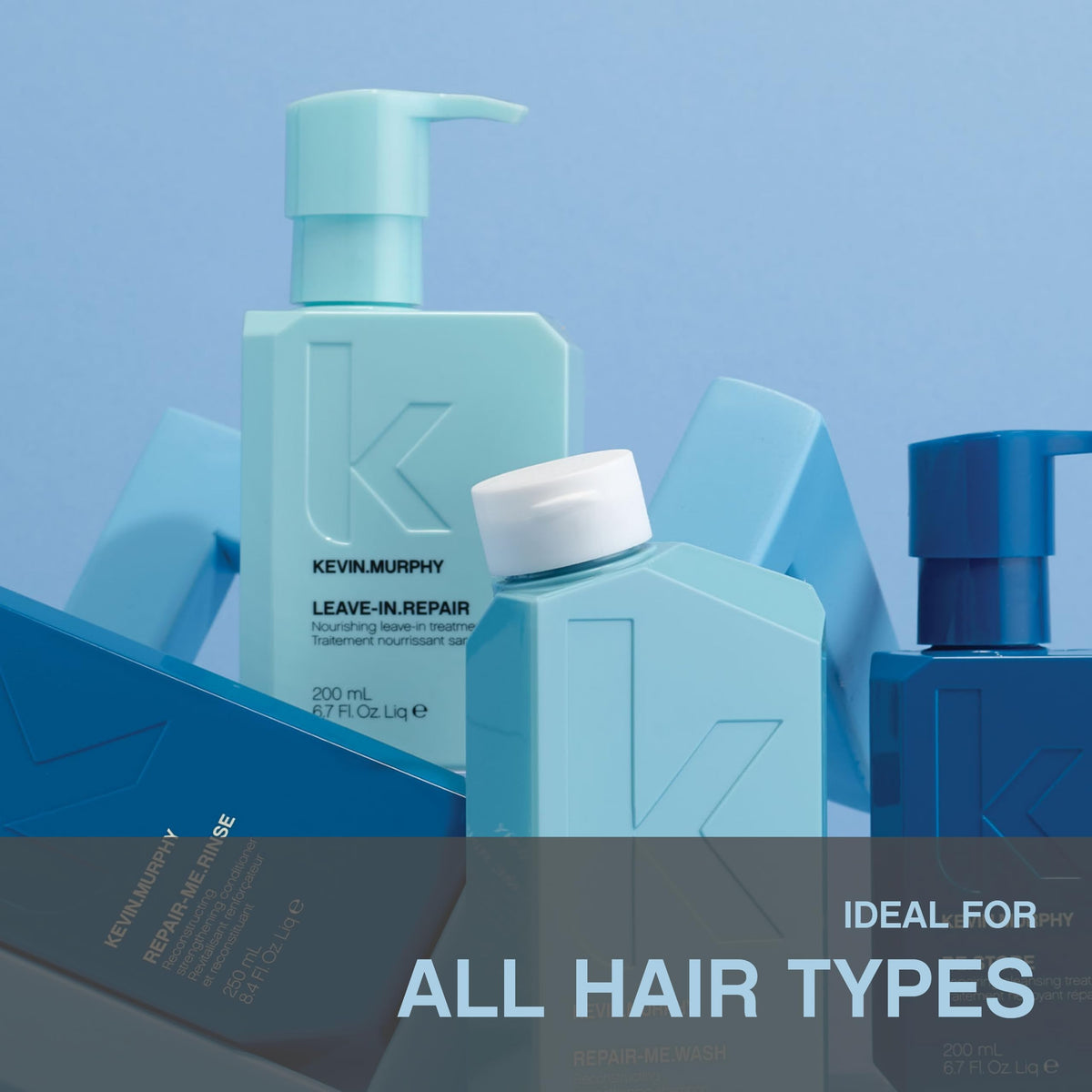 KEVIN.MURPHY LEAVE-IN.REPAIR heat protection label on bottle highlights up to 200 F