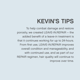 KEVIN.MURPHY LEAVE-IN.REPAIR packaging shows sulphate and paraben free claim and cruelty free symbol