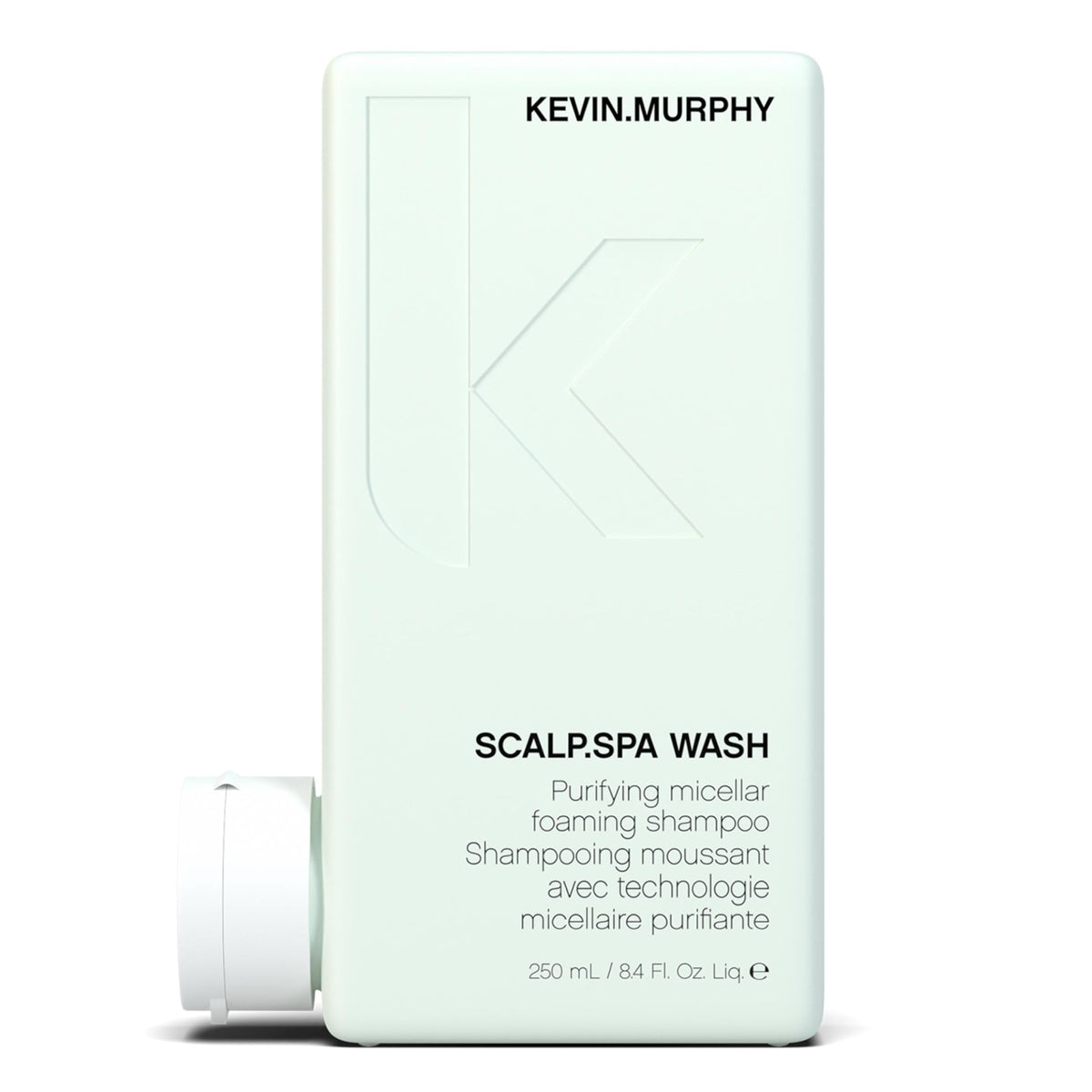 KEVIN.MURPHY SCALP.SPA WASH bottle on counter showing purifying scalp cleansing