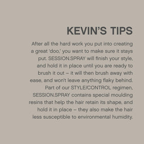 KEVIN.MURPHY SESSION.SPRAY all-hair-types bottle suits curls, waves, and straight looks.
