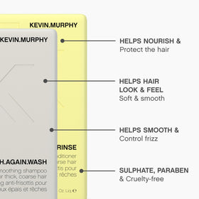 Kevin.Murphy Smooth Again holiday kit box shows a convenient smoothing routine.