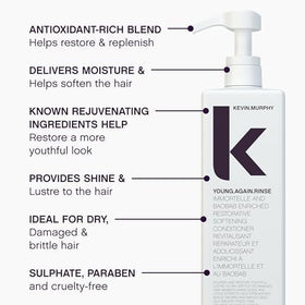 Creamy KEVIN.MURPHY Young.Again.Rinse texture signals rich conditioning for dry hair