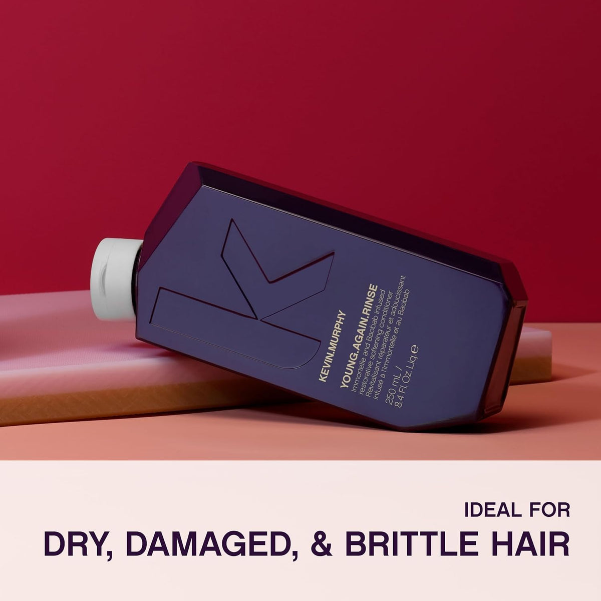 Applying KEVIN.MURPHY Young.Again.Rinse demonstrates detangling and frizz reduction in daily routines