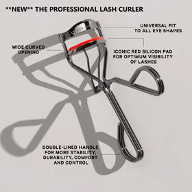 Kevyn Aucoin Eyelash Curler red pad close-up for visibility during curling.