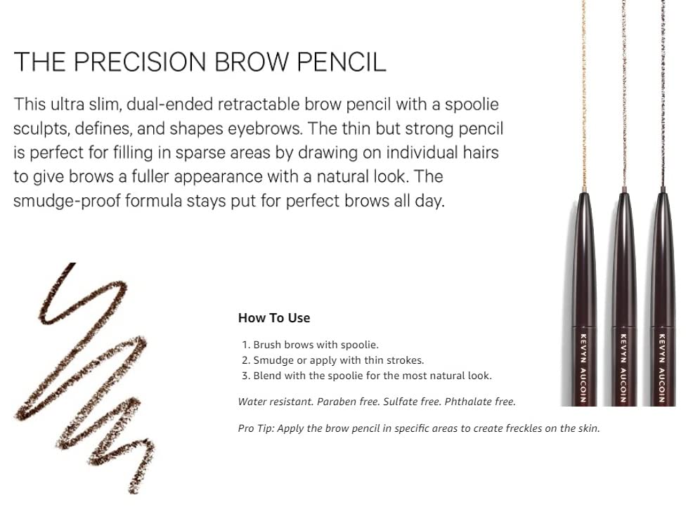 Kevyn Aucoin The Precision Brow Pencil Brunette brow swatch showing color payoff