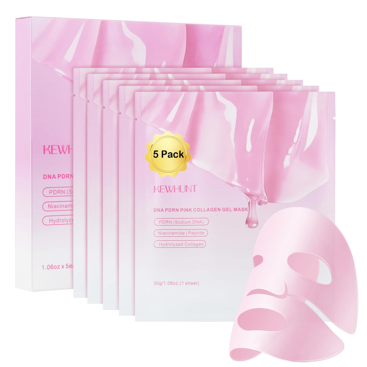Kewhunt Salmon DNA PDRN collagen jelly mask jar showing color-change activation for absorption