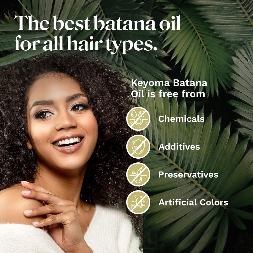 Keyoma Batana Oil bottle displaying premium organic batana oil.