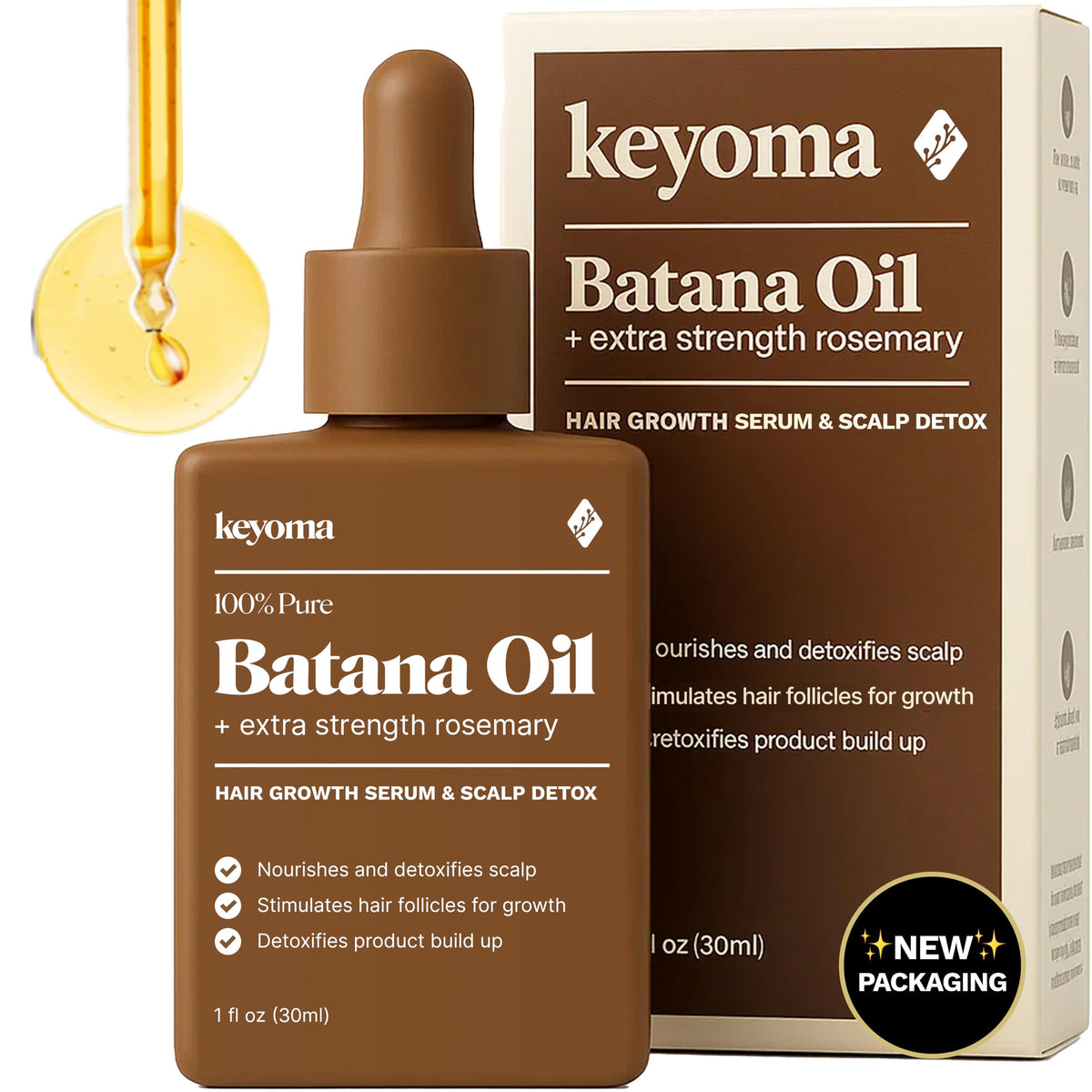 Keyoma Batana Oil with Rosemary bottle ready for nourished scalp and shine.